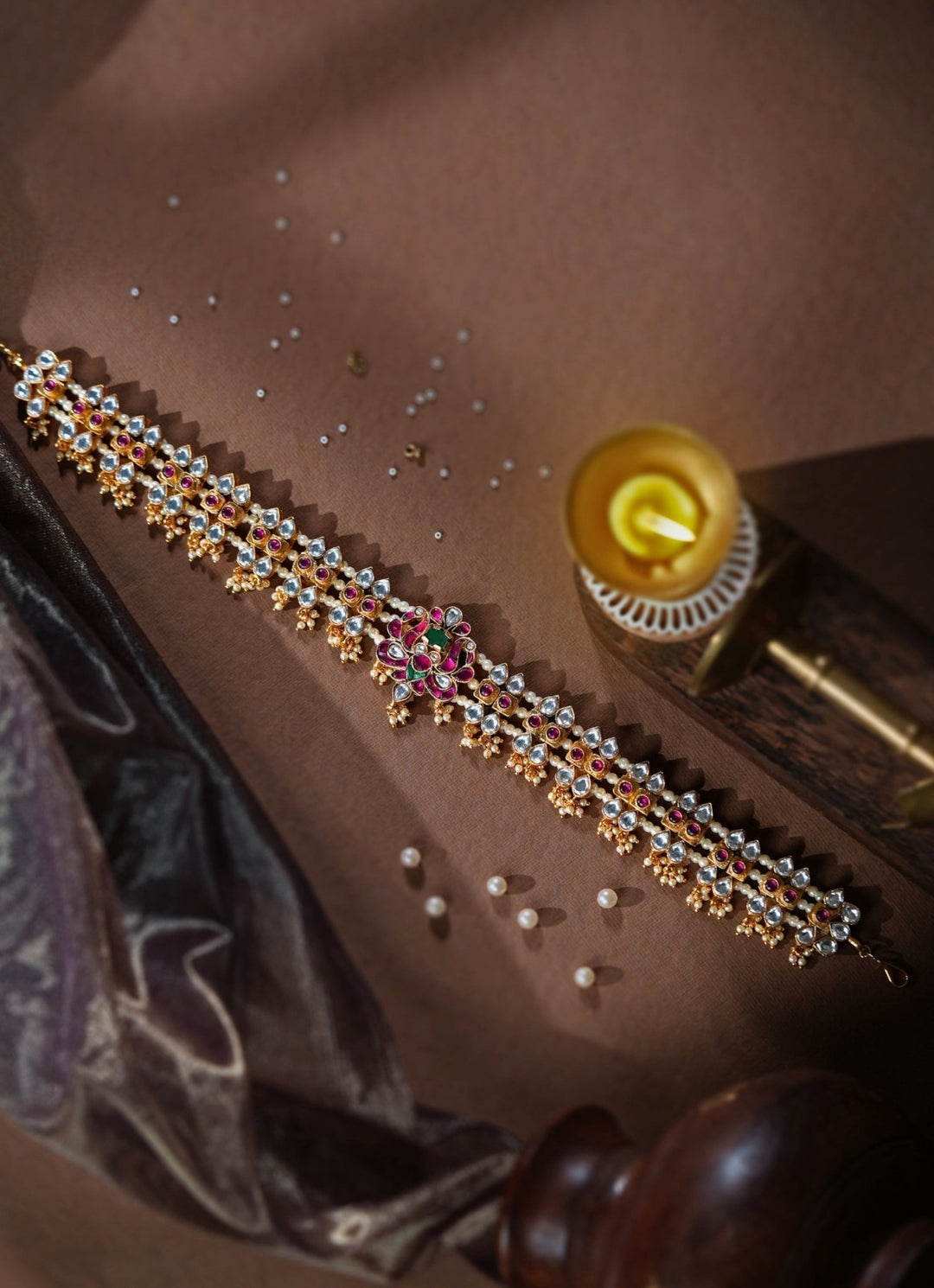 Riana Jewellery Pink And Pearl Matte Gold HairbandFabilicious Fashion