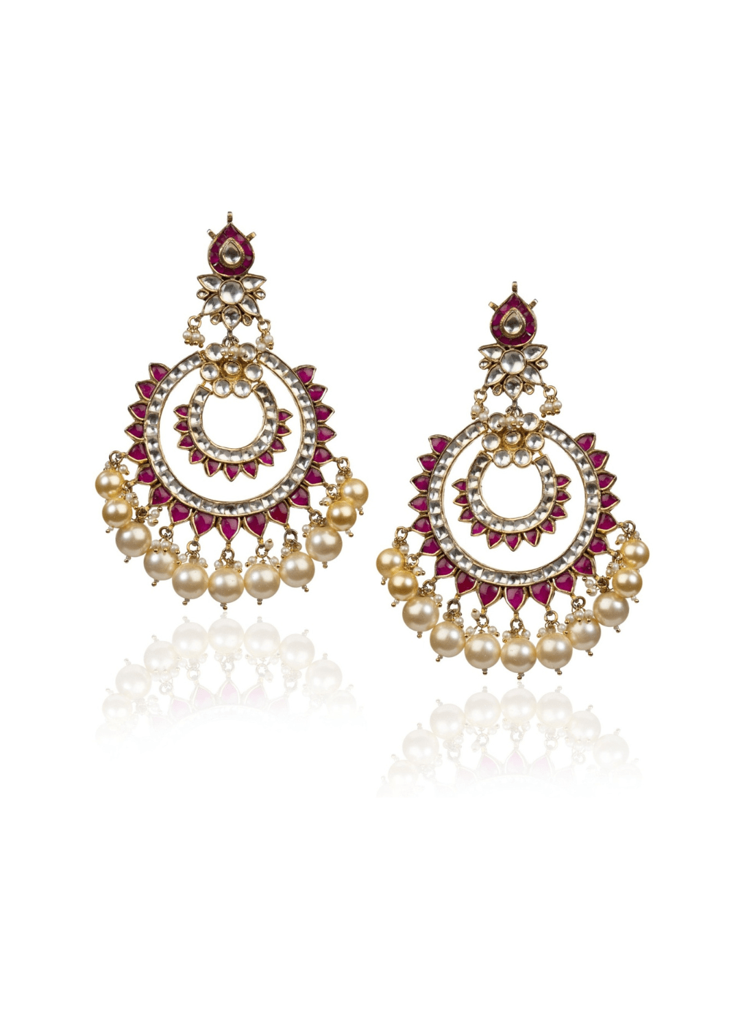 Pink And White Chand Baali Earrings Riana by Shikha Jindal - Fabilicious Fashion