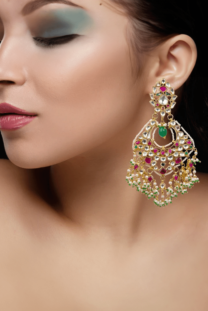 Pink And White Chand Baali Riana by Shikha Jindal - Fabilicious Fashion