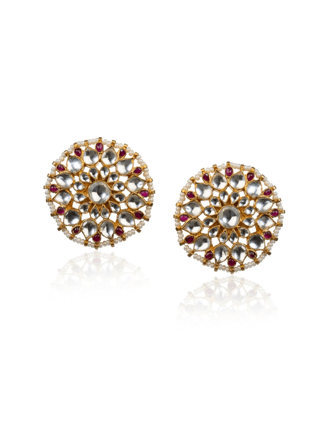 Pink And White Studs Earrings Riana by Shikha Jindal - Fabilicious Fashion