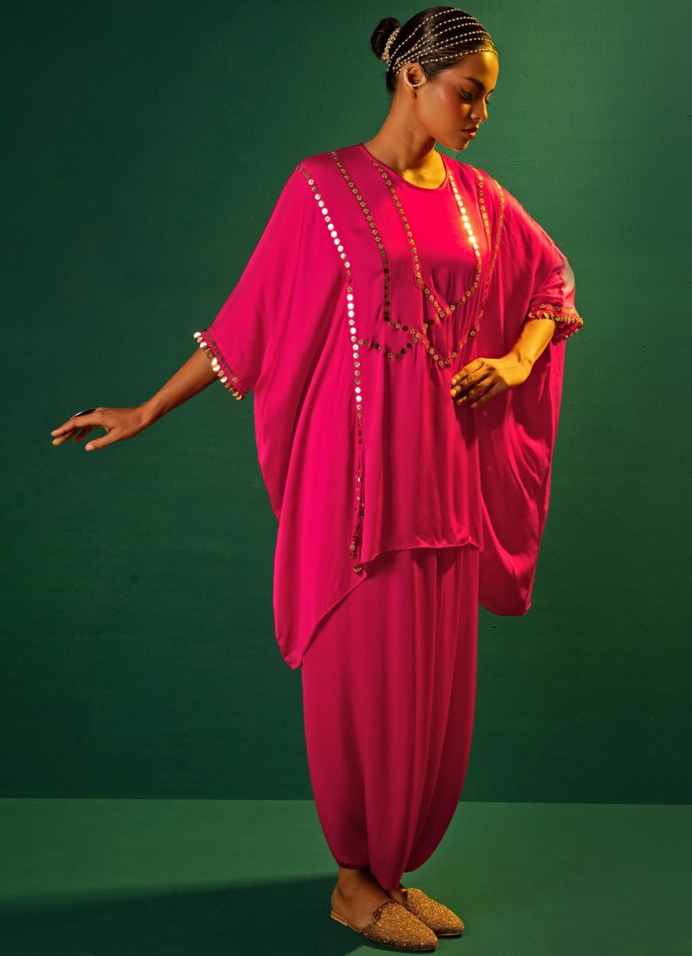 Pink Anti - Fit Tunic Co - Ord Set Prahnaaya - Fabilicious Fashion