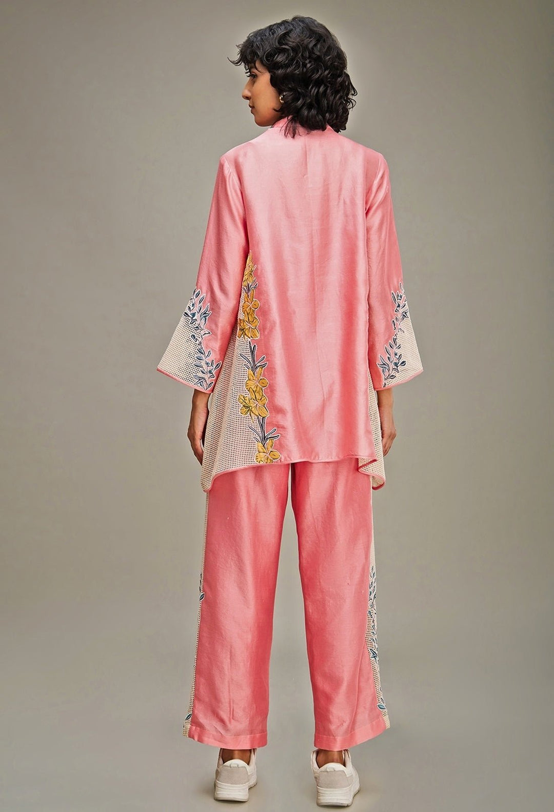 Pink Applique And Floral Embroidery Shirt And Pant Set Soup By Sougat Paul - Fabilicious Fashion