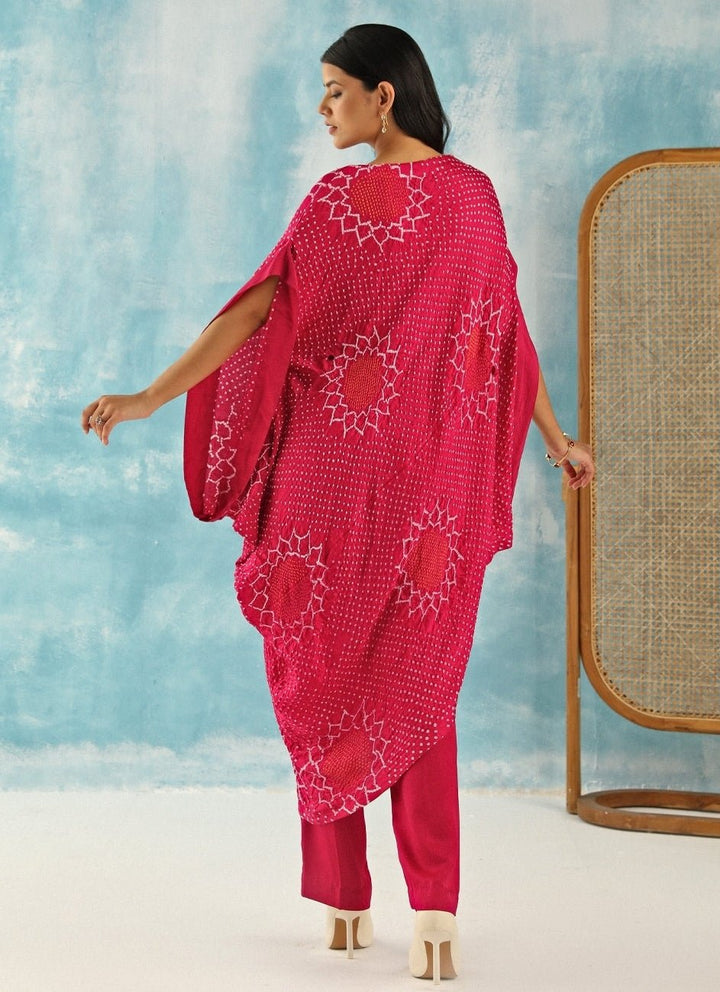 Twenty Nine Pink Bandhani Kaftan Kurta With PantsFabilicious Fashion