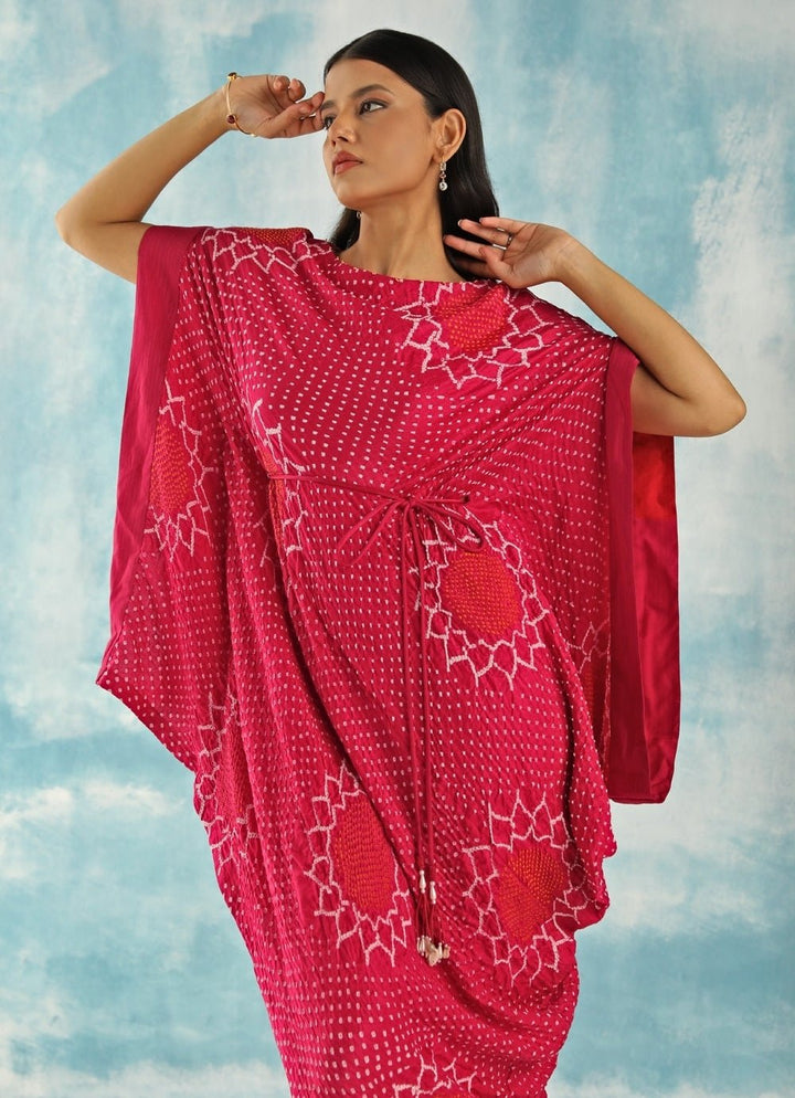 Twenty Nine Pink Bandhani Kaftan Kurta With PantsFabilicious Fashion