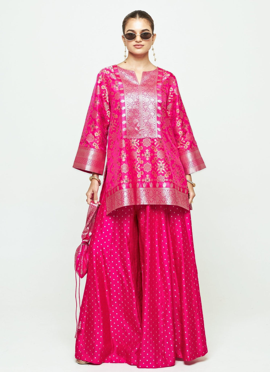 Sobariko Pink Brocade Kurta Sharara SetFabilicious Fashion