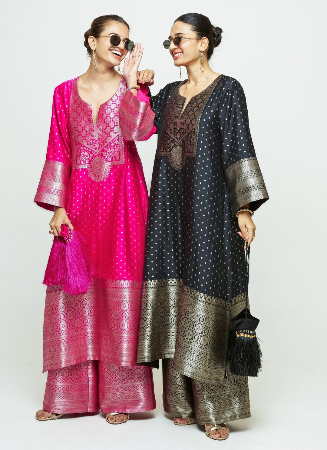 Sobariko Pink Brocade Silk Kurta Pants SetFabilicious Fashion