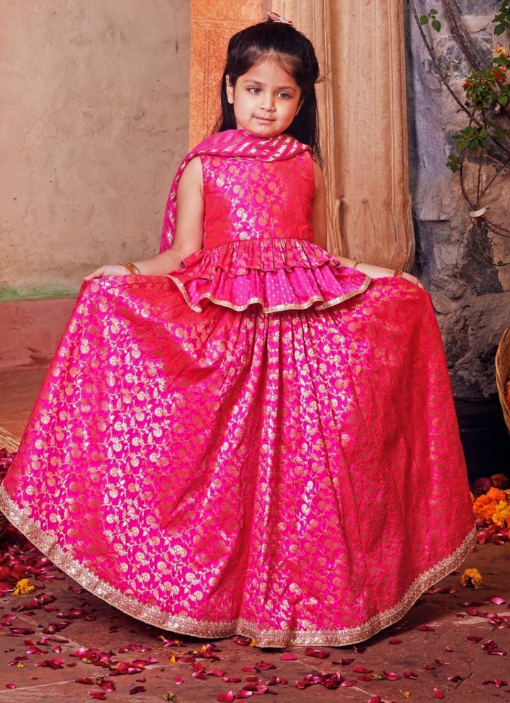 Chotibuti Pink Brocade Silk Lehenga SetFabilicious Fashion
