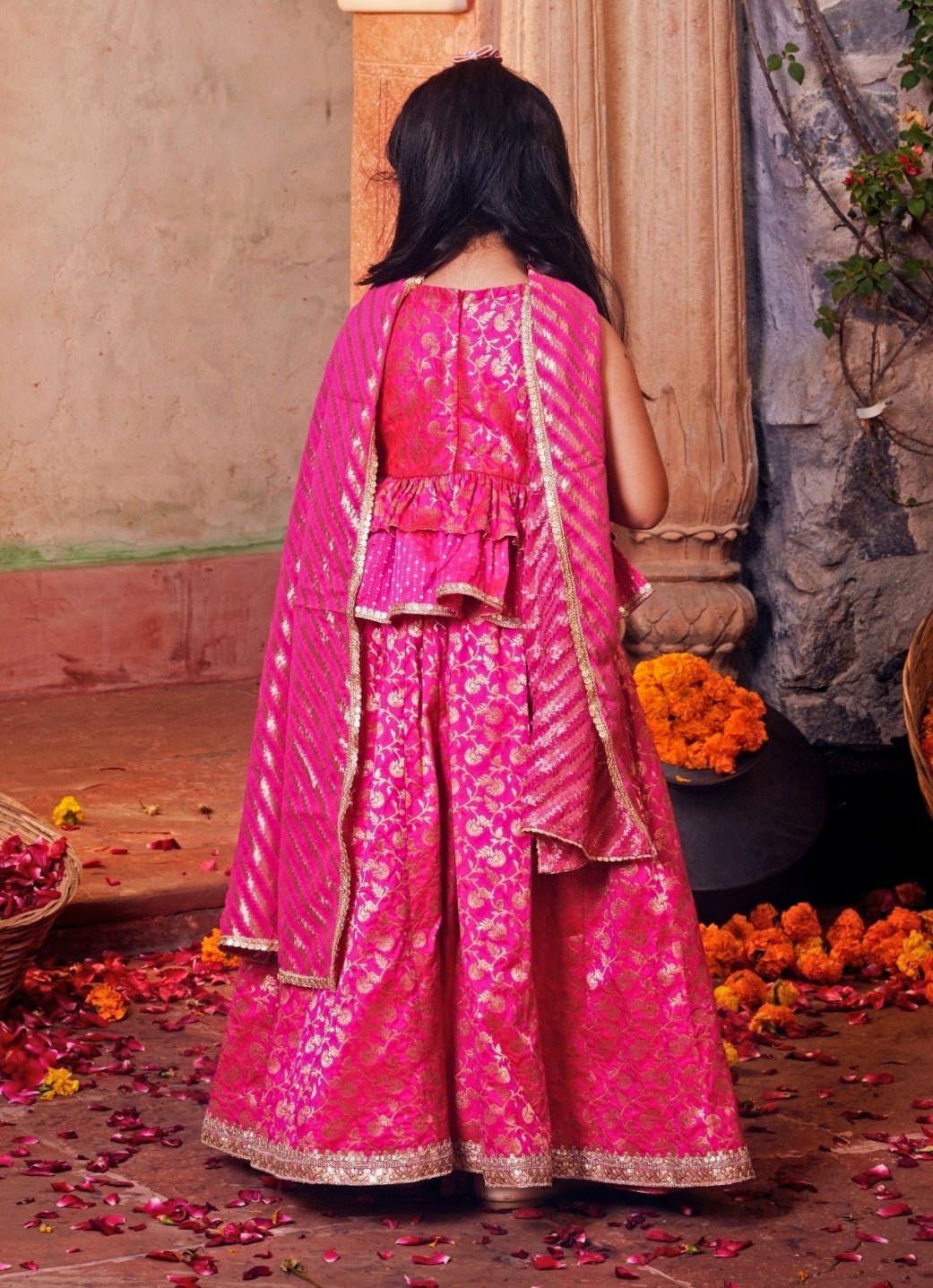 Chotibuti Pink Brocade Silk Lehenga SetFabilicious Fashion