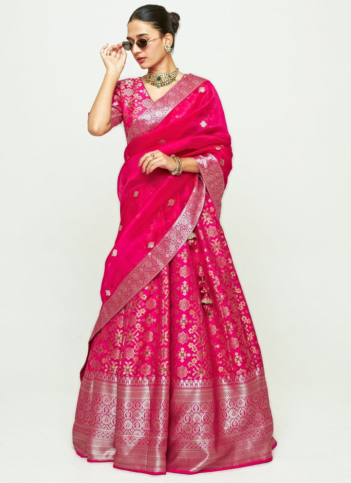 Sobariko Pink Brocade Silk Lehenga SetFabilicious Fashion