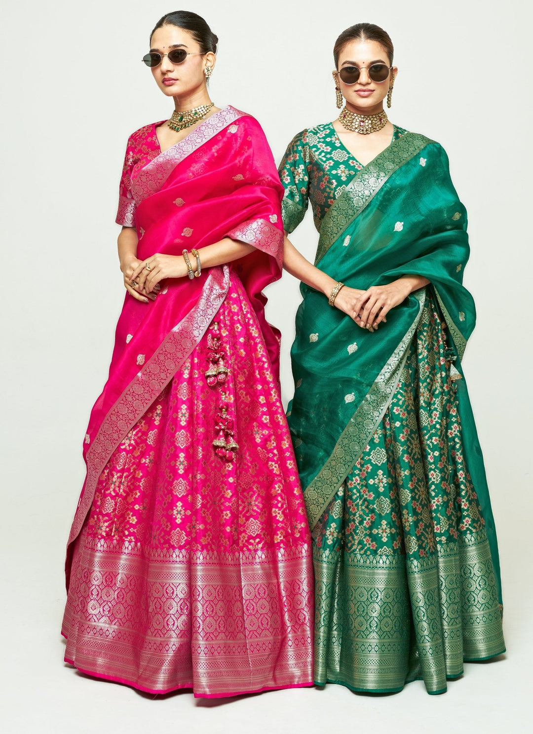 Sobariko Pink Brocade Silk Lehenga SetFabilicious Fashion