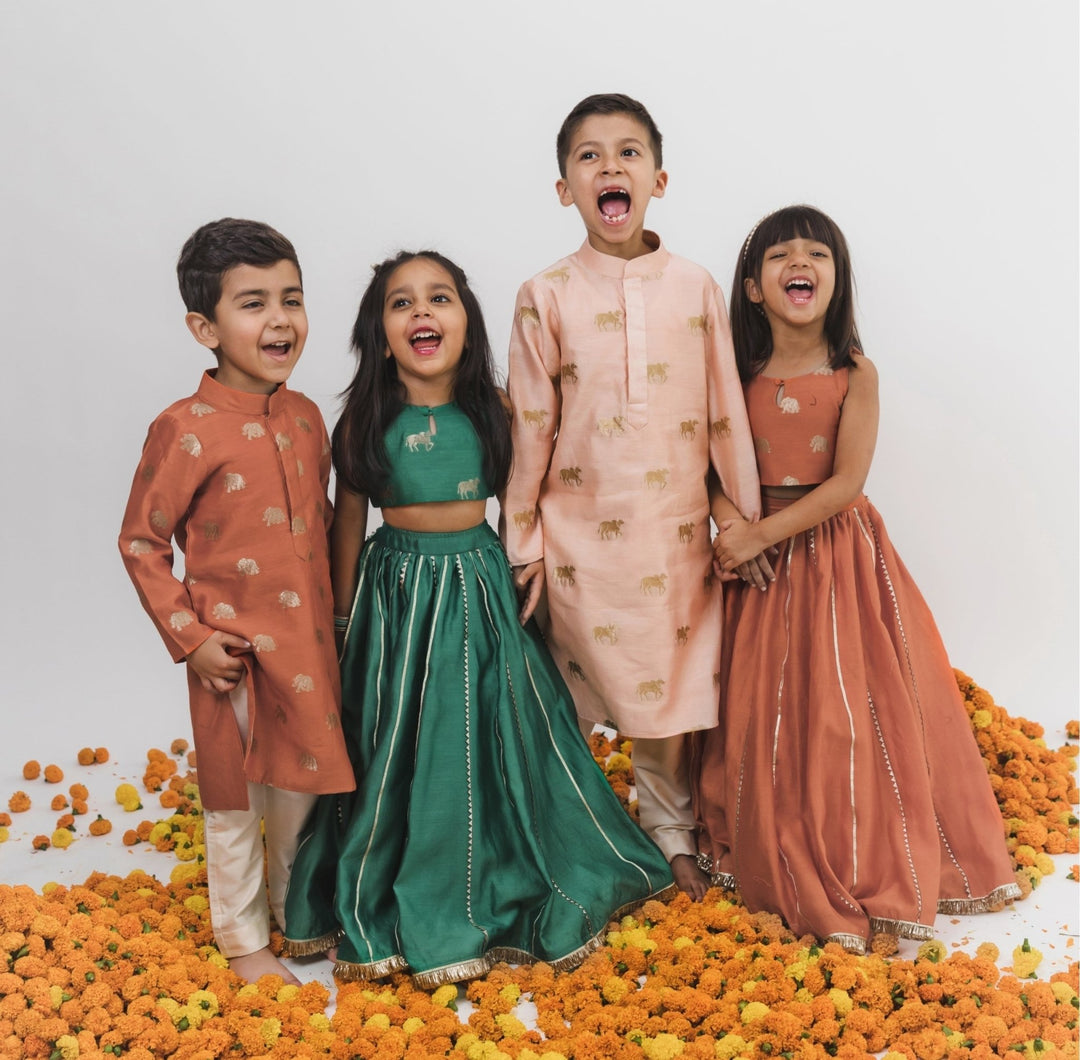 Pink Chanderi Kurta Set Chotibuti - Fabilicious Fashion