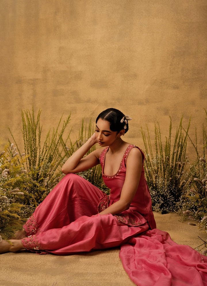 Quench A Thirst Pink Chanderi Silk Kurta SalwarFabilicious Fashion
