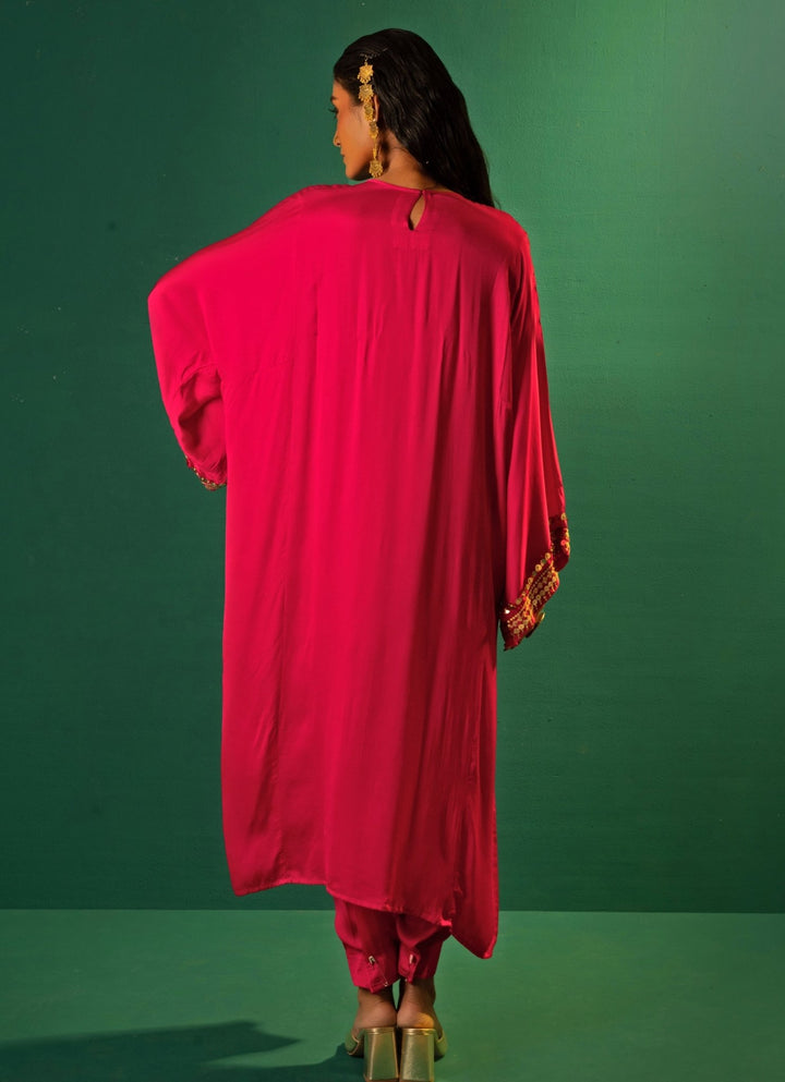 Pink Choga Satin Kurta Pant Set Prahnaaya - Fabilicious Fashion
