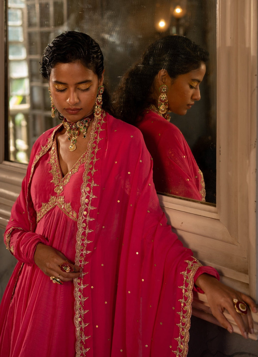 Pink Cotton Silk Anarkali Set Paulmi and Harsh - Fabilicious Fashion
