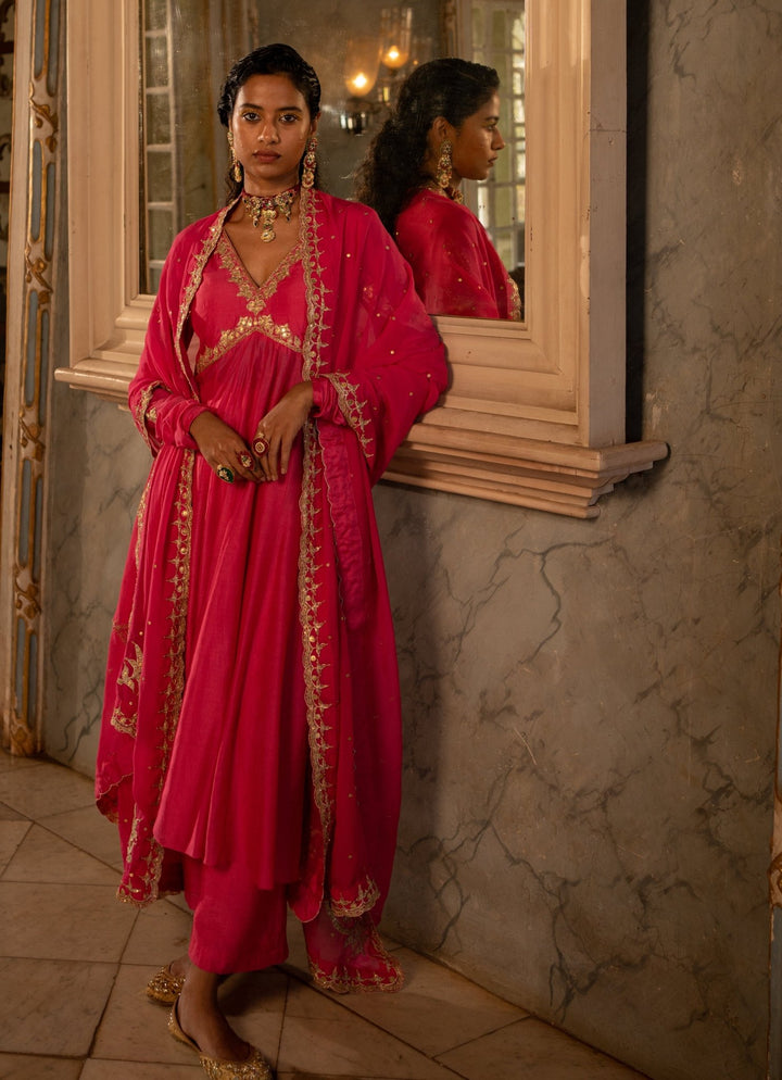 Pink Cotton Silk Anarkali Set Paulmi and Harsh - Fabilicious Fashion