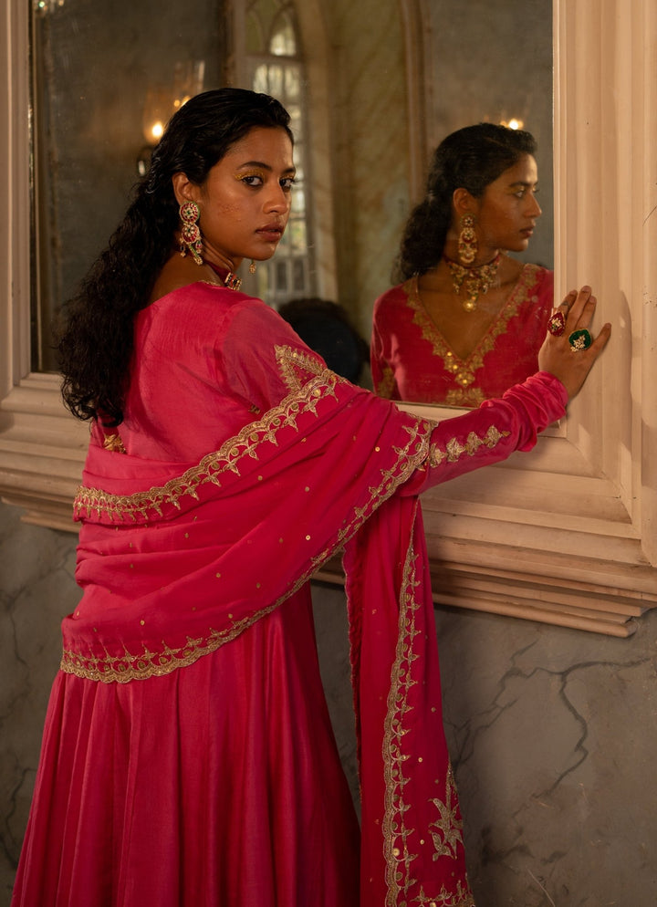 Pink Cotton Silk Anarkali Set Paulmi and Harsh - Fabilicious Fashion
