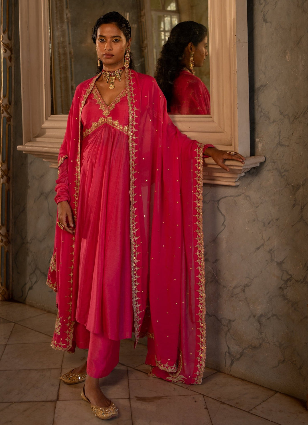 Pink Cotton Silk Anarkali Set Paulmi and Harsh - Fabilicious Fashion