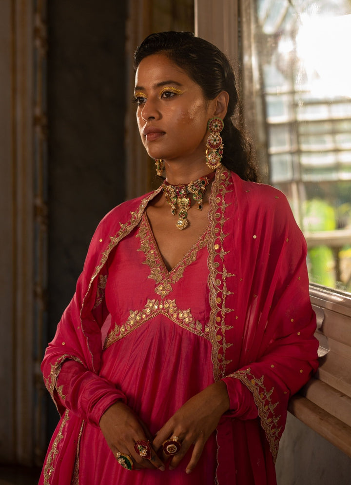 Pink Cotton Silk Anarkali Set Paulmi and Harsh - Fabilicious Fashion