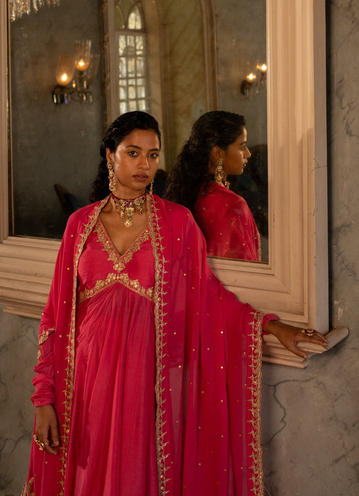 Pink Cotton Silk Anarkali Set Paulmi and Harsh - Fabilicious Fashion