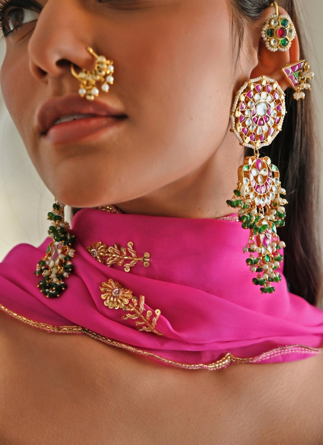 Pink Crepe Embroidered Floor - Length Anarkali With Dupatta Ease - Fabilicious Fashion