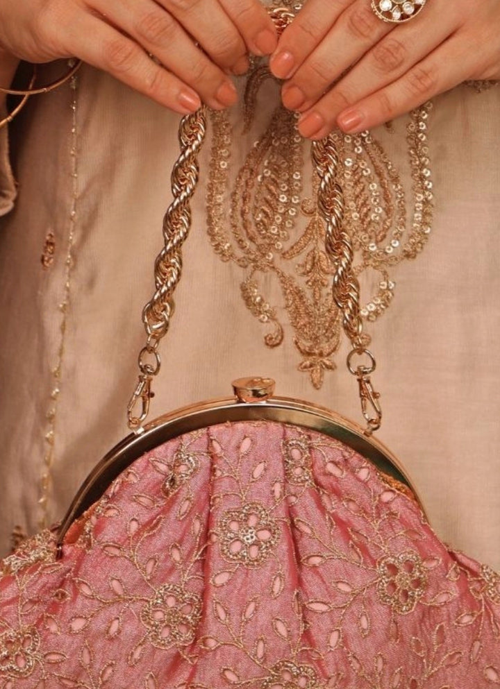 Amyra Pink Cutwork Vintage PurseFabilicious Fashion