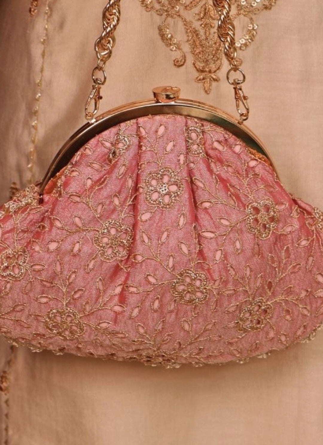 Amyra Pink Cutwork Vintage PurseFabilicious Fashion