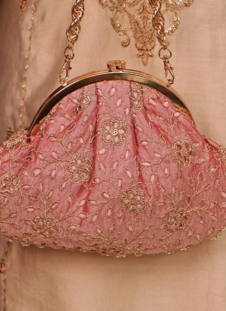 Amyra Pink Cutwork Vintage PurseFabilicious Fashion