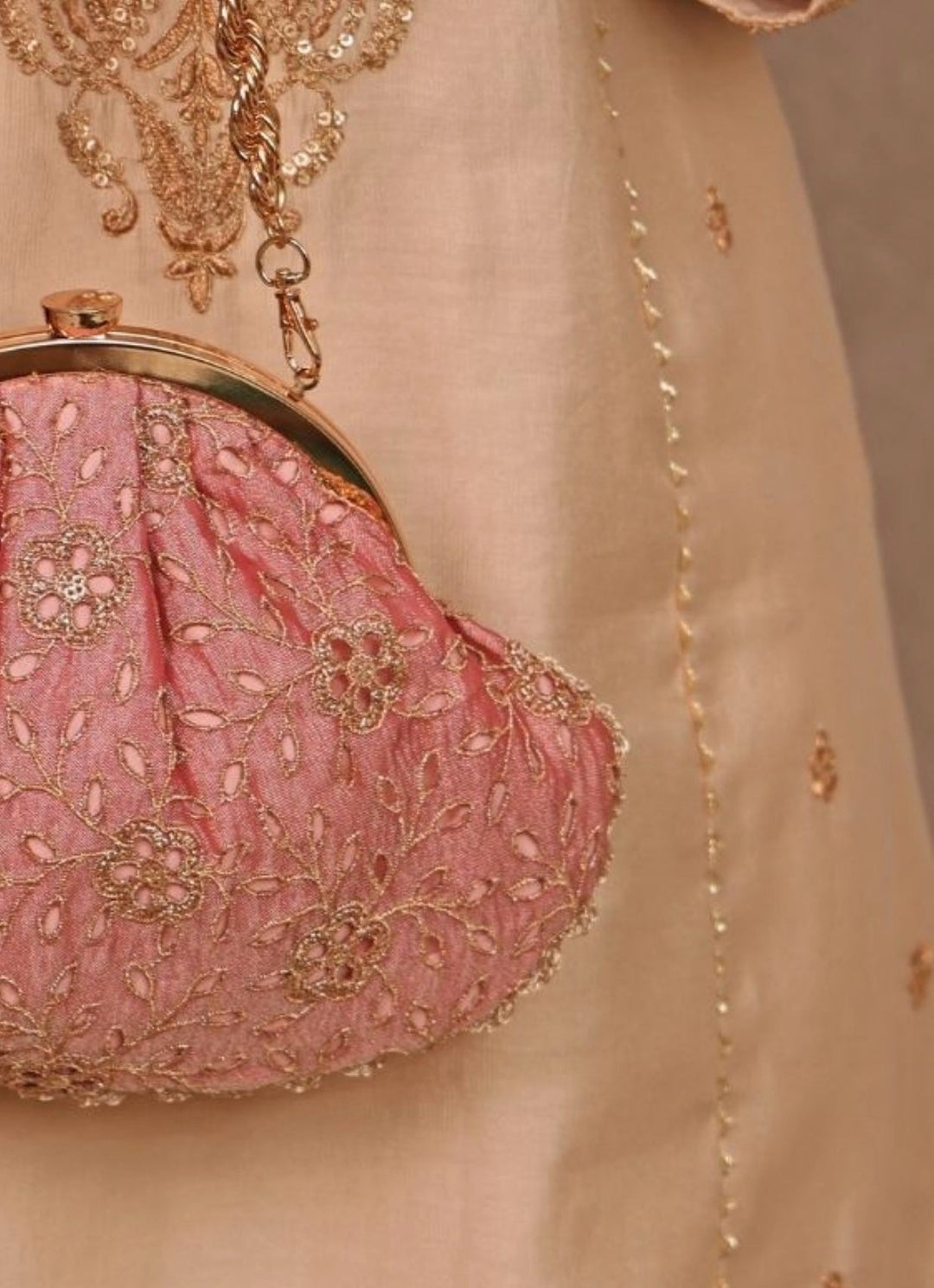 Amyra Pink Cutwork Vintage PurseFabilicious Fashion