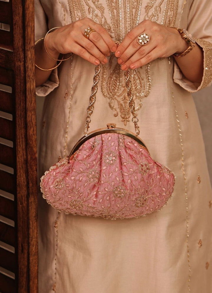 Amyra Pink Cutwork Vintage PurseFabilicious Fashion