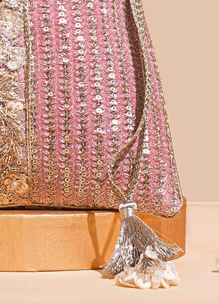Pink Embellished Potli AMYRA - Fabilicious Fashion