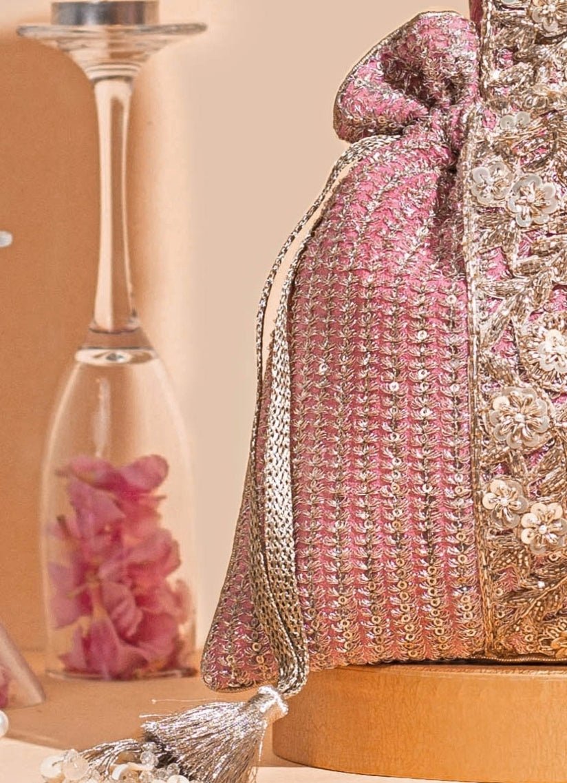 Pink Embellished Potli AMYRA - Fabilicious Fashion