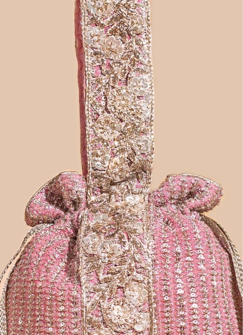 Pink Embellished Potli AMYRA - Fabilicious Fashion