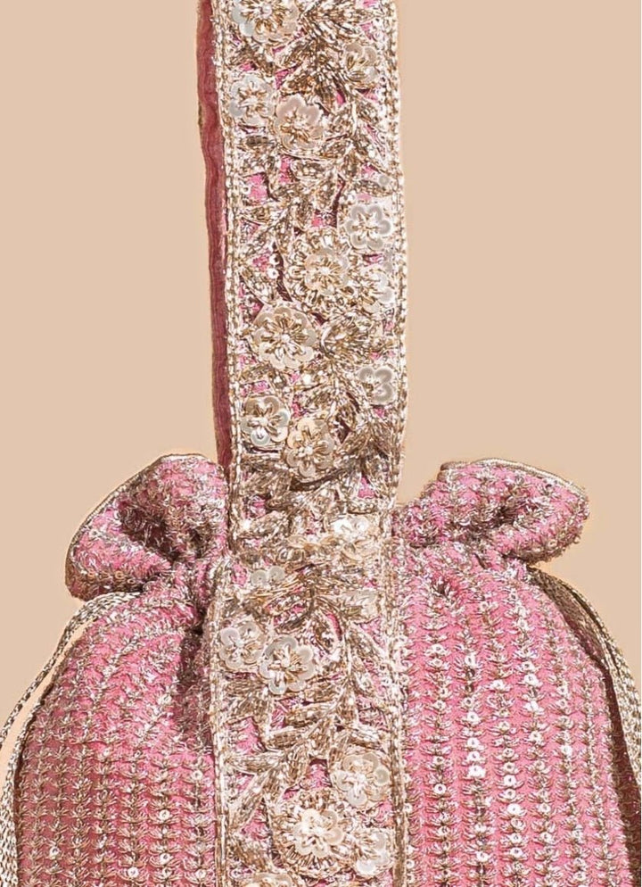 Pink Embellished Potli AMYRA - Fabilicious Fashion