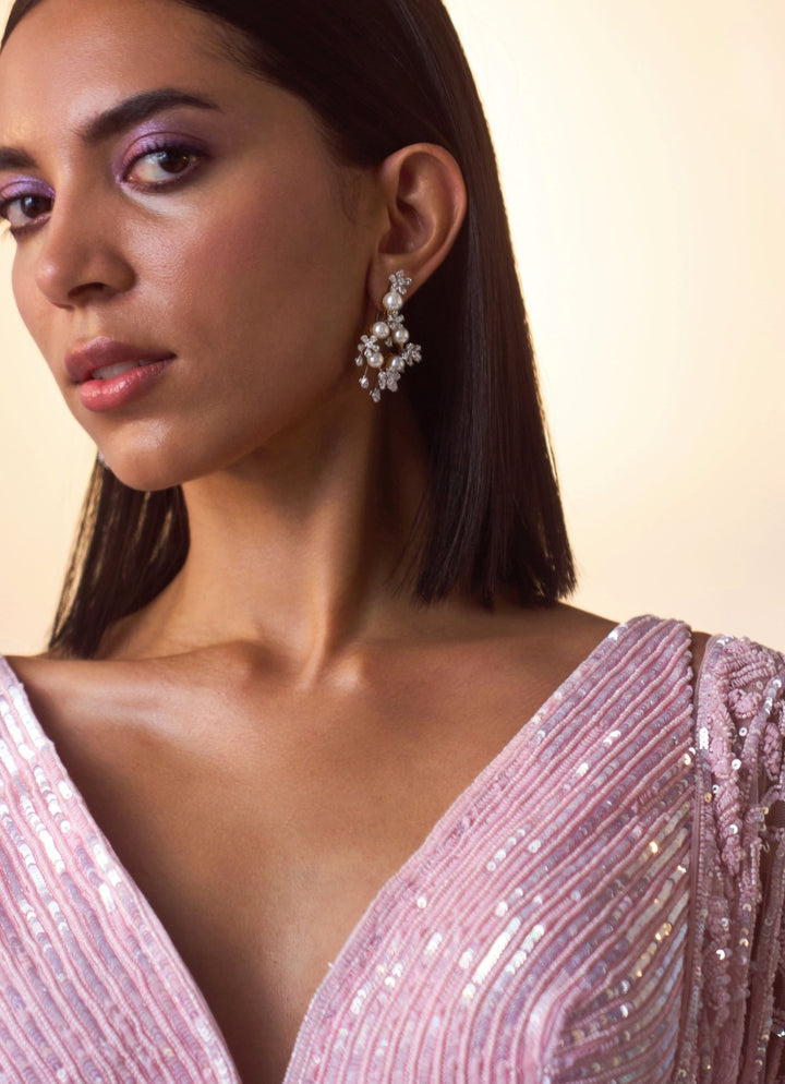 Pink Embellished Sequined Net Saree Angad Singh - Fabilicious Fashion