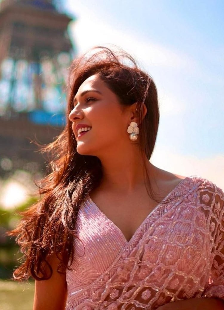 Pink Embellished Sequined Net Saree Angad Singh - Fabilicious Fashion