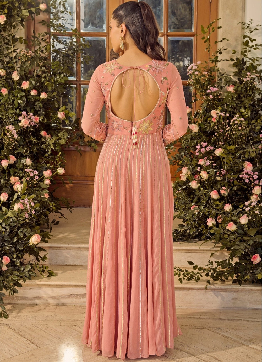 Pink Embroidered Anarkali Set Parul Gandhi - Fabilicious Fashion