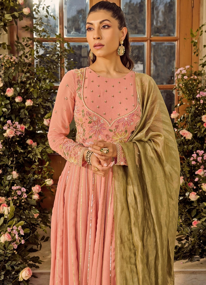 Pink Embroidered Anarkali Set Parul Gandhi - Fabilicious Fashion