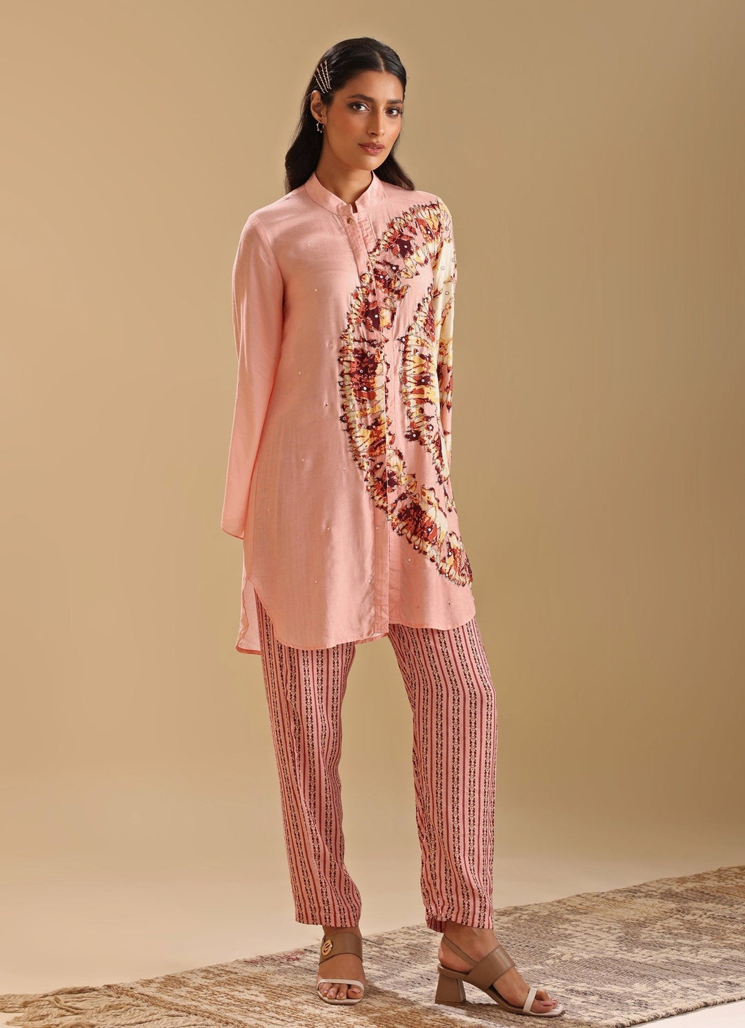 Pink Embroidered Apple Hem Co Ord Set Soup By Sougat Paul - Fabilicious Fashion
