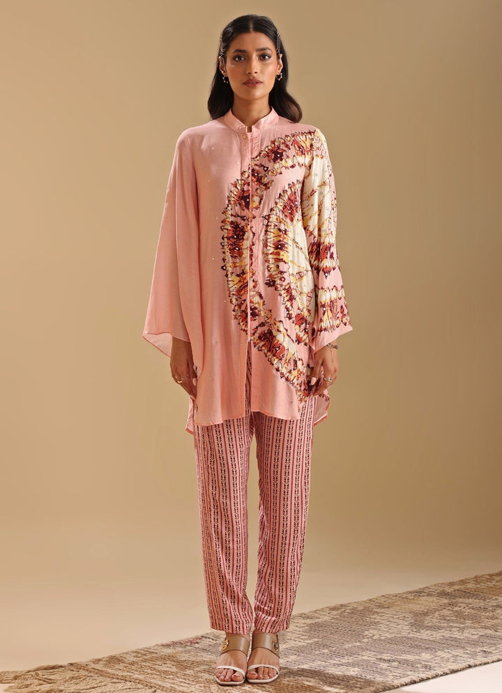 Pink Embroidered Apple Hem Co Ord Set Soup By Sougat Paul - Fabilicious Fashion