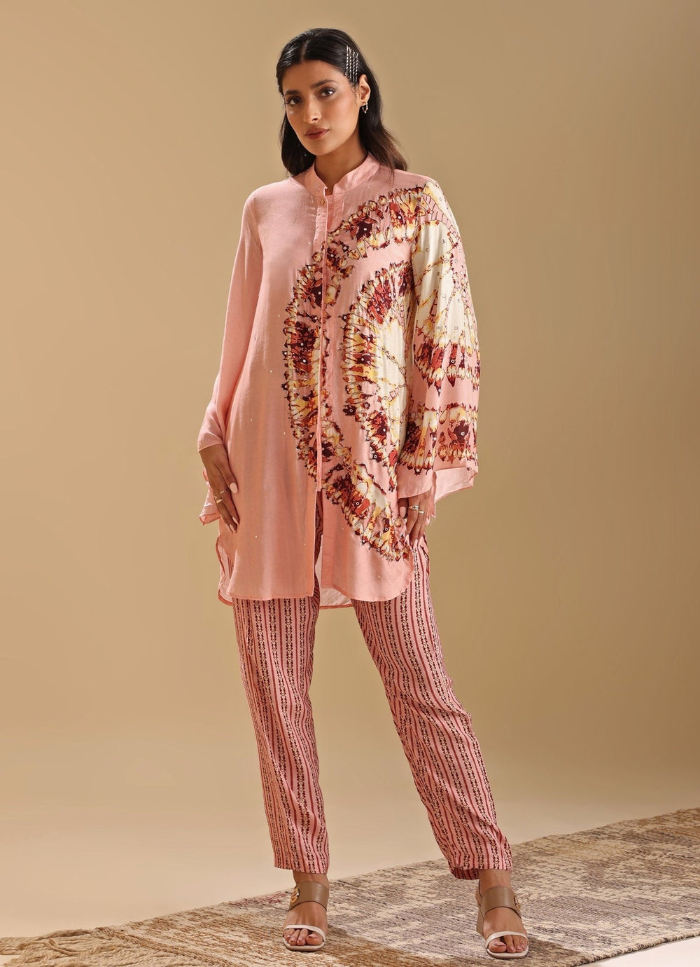 Pink Embroidered Apple Hem Co Ord Set Soup By Sougat Paul - Fabilicious Fashion