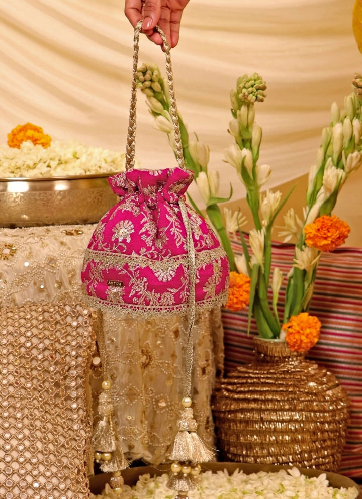 Amyra Pink Embroidered Base PotliFabilicious Fashion