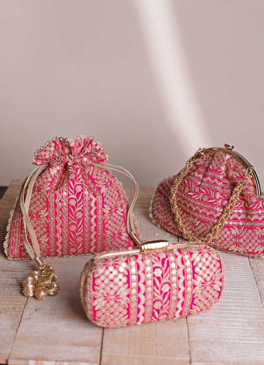 Pink Embroidered Clutch AMYRA - Fabilicious Fashion
