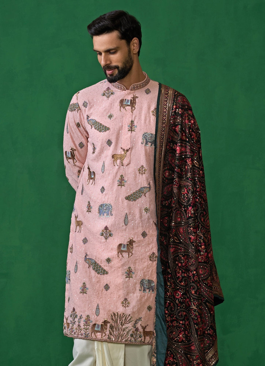 Pink Embroidered Georgette Dhoti Kurta Set Kalpraag - Fabilicious Fashion