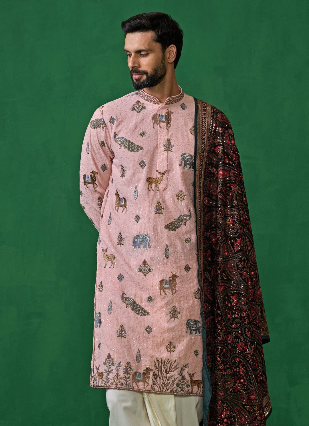 Pink Embroidered Georgette Dhoti Kurta Set Kalpraag - Fabilicious Fashion