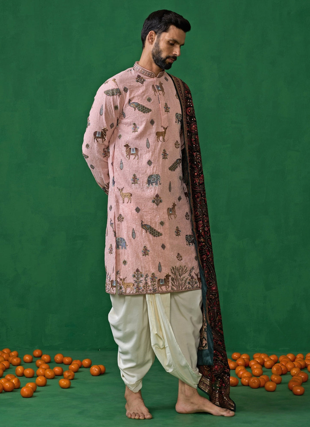 Pink Embroidered Georgette Dhoti Kurta Set Kalpraag - Fabilicious Fashion