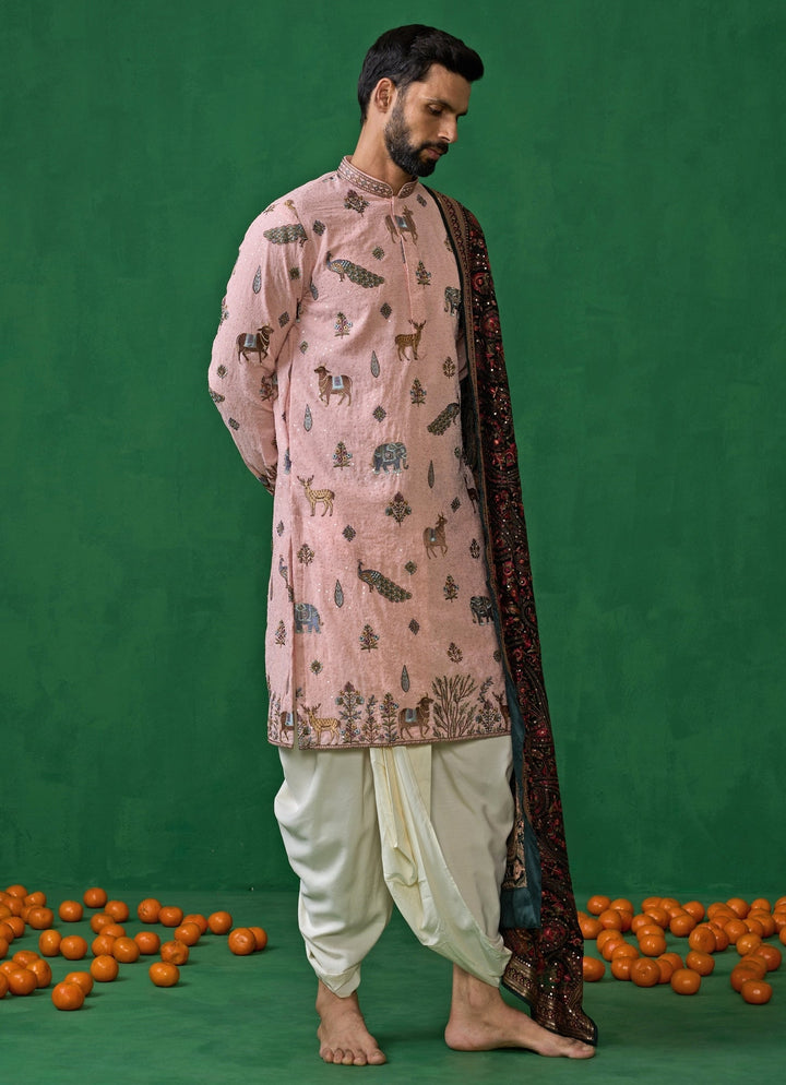 Pink Embroidered Georgette Dhoti Kurta Set Kalpraag - Fabilicious Fashion