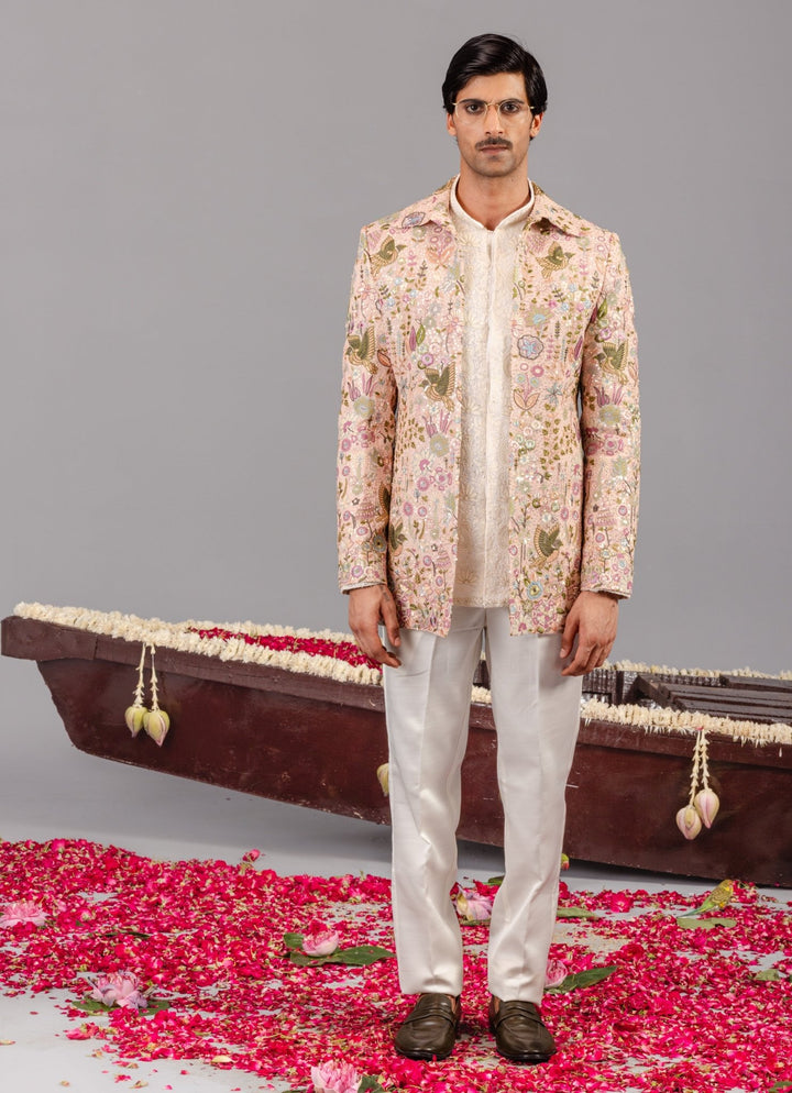 Pink Embroidered Georgette Jodhpuri Set Kalpraag - Fabilicious Fashion