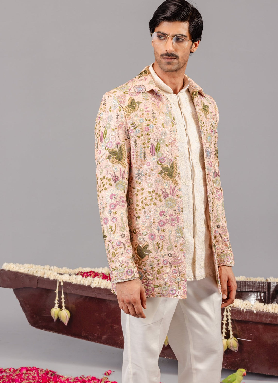 Pink Embroidered Georgette Jodhpuri Set Kalpraag - Fabilicious Fashion