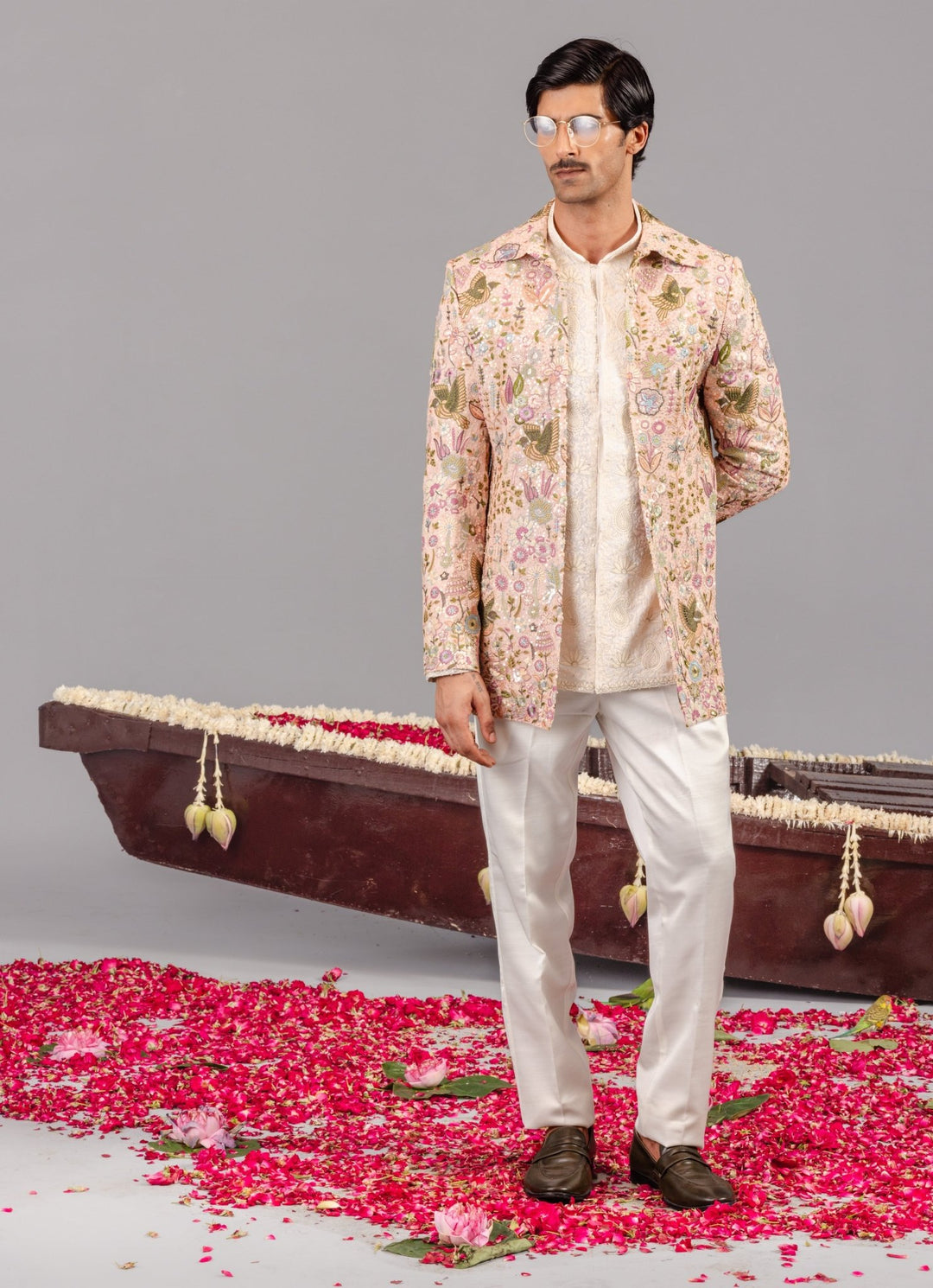 Pink Embroidered Georgette Jodhpuri Set Kalpraag - Fabilicious Fashion