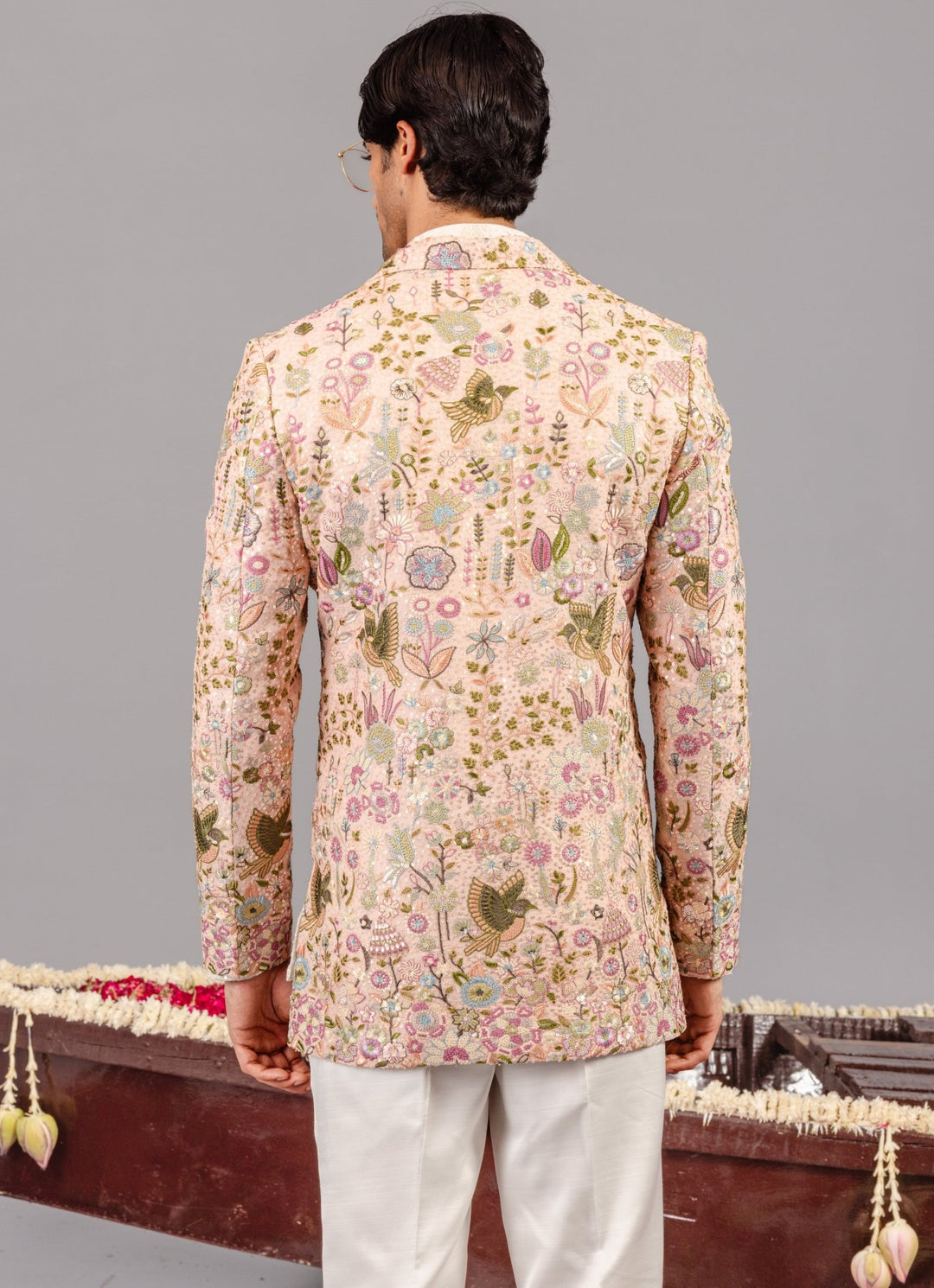 Pink Embroidered Georgette Jodhpuri Set Kalpraag - Fabilicious Fashion
